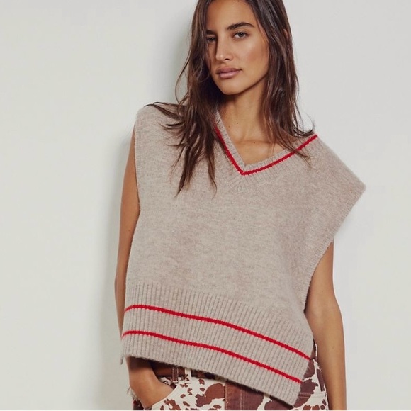SOLD OUT// FP Movement by Free People Beige and Brown All Star Stripe Poncho - Picture 2 of 4